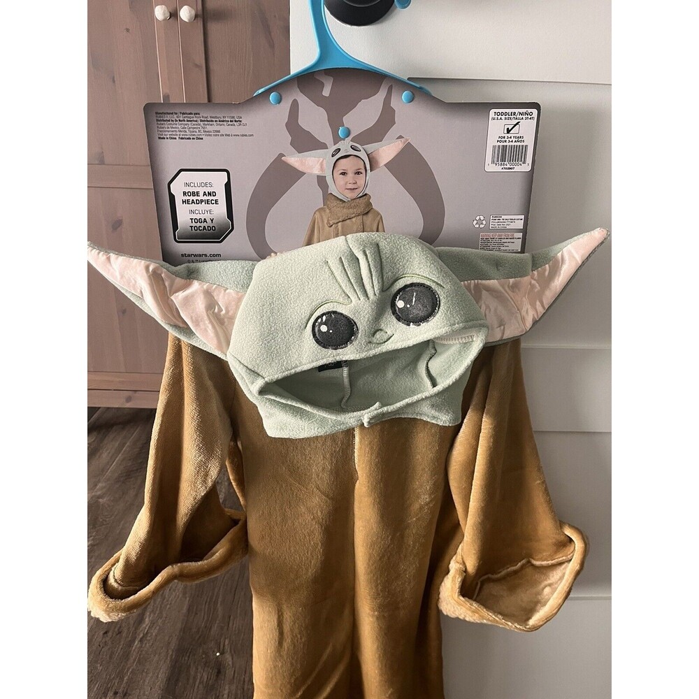 NEW Star Wars Boys Mandalorian Grogu Dress Up Halloween Costume Robe Size 3-4